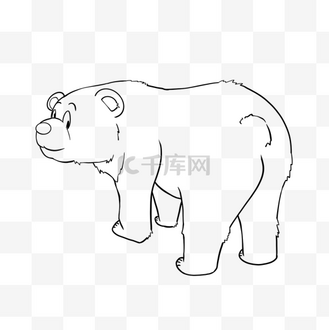bear clipart black and white 卡通线稿小熊的背影