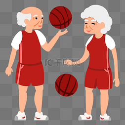 老人活动打篮球