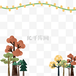 小清新夏季树木边框装饰