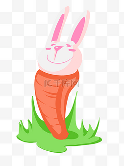 粉色卡通兔子图片_卡通兔子萝卜PNG