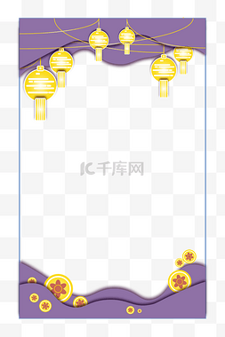 中秋节八月十五明月灯笼方形边框