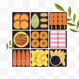 彩色日本osechi ryori传统食物