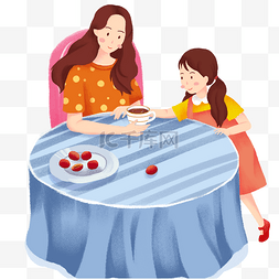 女孩创意插画图片_彩色创意餐桌元素