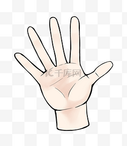 伸出一只手的人图片_数字五的手势插画