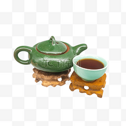绿色茶壶和茶杯
