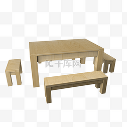 板凳图片_仿真家具实木家具c4d桌子板凳