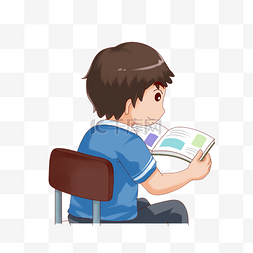 一个正在看书的男孩