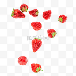 散落的水果图片_弹起的红色草莓