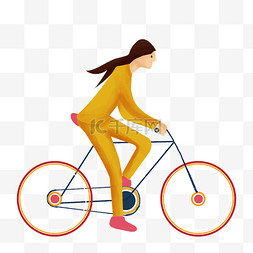 卡通女孩在骑单车