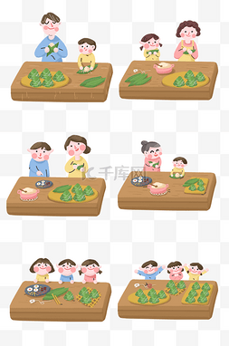 端午节图片_端午节家人与孩子一起制作粽子
