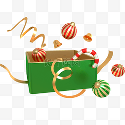 圣诞红色绿色装饰图片_3d圣诞 boxing day 装饰礼盒