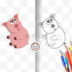 雪儿童画图片_pig clipart black and white 猪儿童画黑