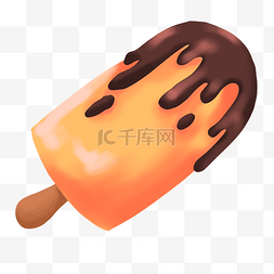 橙色冰淇淋图片_橙色雪糕卡通插画