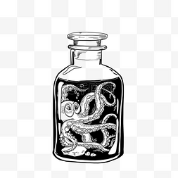 线气泡图片_手绘八爪鱼怪兽药水瓶子