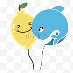 六一儿童节卡通彩色气球柠檬海豚