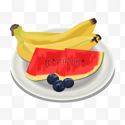 盘子西瓜香蕉