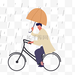 手绘雨伞自行车人图