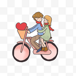 骑情侣图片_卡通骑自行车情侣