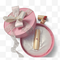 粉色蕾丝礼盒唇膏造型
