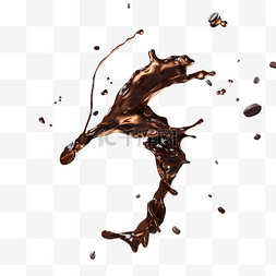 咖啡杯套刀版图图片_飞舞的咖啡液体3d元素