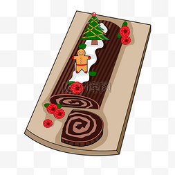 长蛋糕图片_圣诞节日蛋糕yule log cake