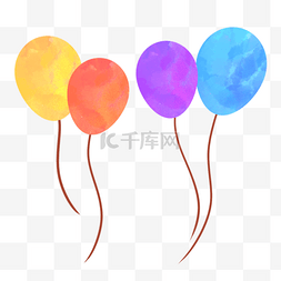 彩色气球图片_扁平水彩合成彩色的气球