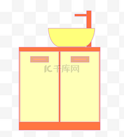家具用品海报图片_洗浴用品黄色洗手池