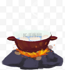 烧火的大锅图片_烧火煮水饺
