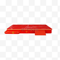 红色台阶图片_红色立体电商舞台元素
