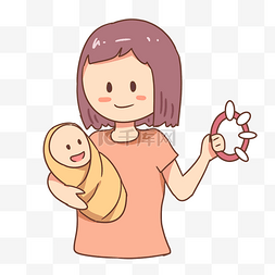 母婴玩具卡通图片_母亲婴儿卡通插画