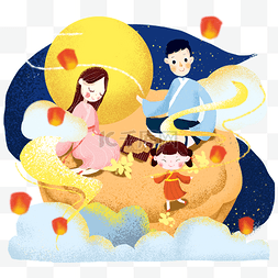 月饼上图片_中秋节月饼上的一家团圆