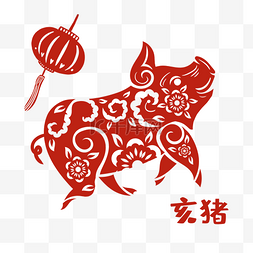 2019猪头剪纸图片_剪纸风12生肖亥猪素材