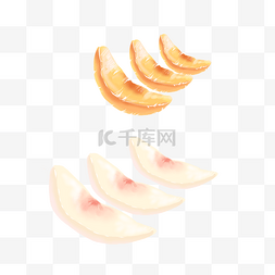 水蜜桃黄桃图片_水彩水果盘水蜜桃黄桃