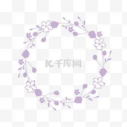 手绘紫色花朵圆形边框元素svg