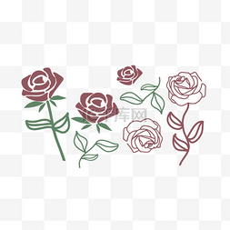 svg手绘线条玫瑰花装饰图案