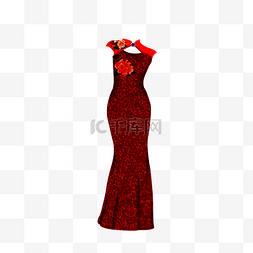 红色改良修身旗袍