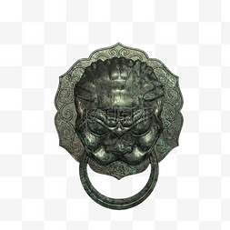 古董狮头青铜门环