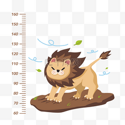 卡通狮子测量身高元素