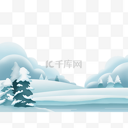 冬日风景边框图片_冬日白色高山雪景装饰底框