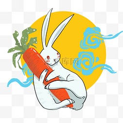 玉兔动物吃萝卜