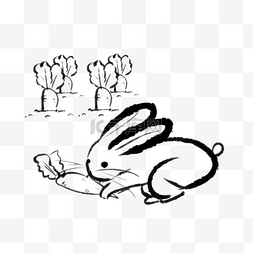 中国风动物植物图片_中国风小兔子吃萝卜