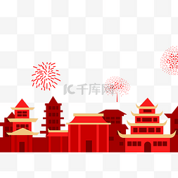 烟花底框图片_新年春节建筑底边