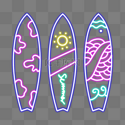 霓虹灯夏季冲浪板