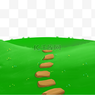 草地绿色植物石路