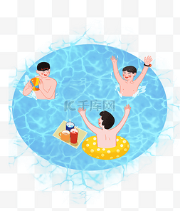 欢乐少年图片_夏日泳池游泳夏天快乐男孩