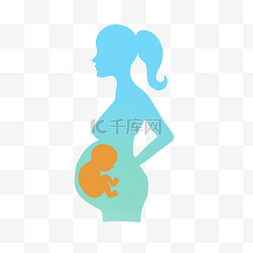孕妇宝宝图片_蓝色渐变孕妇和宝贝侧影