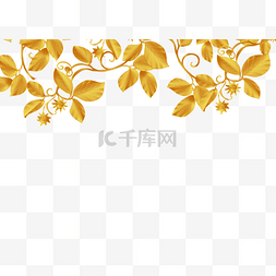 金色花纹树叶顶边