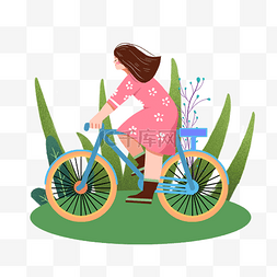 春夏美食绿色创意图片_春季春天夏天春夏人物骑车单车出