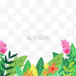 小花花背景图片_植物绿色扁平风元素叶子PNG