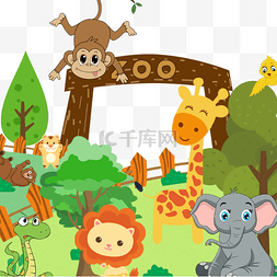 可爱猴图片_zoo动物大象树等